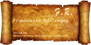 Frankovits Rázsony névjegykártya